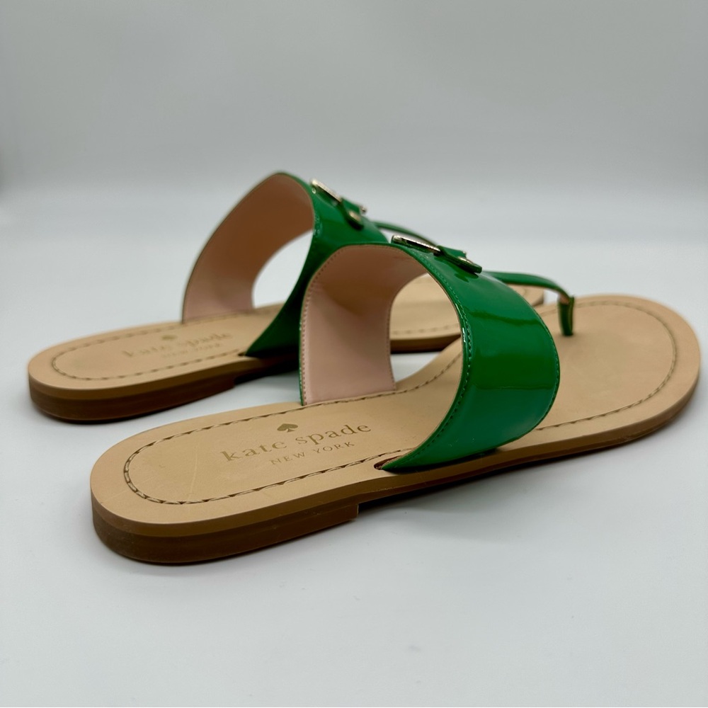 Kate Spade Cassis Patent Green Heart Thong Sandals Size 9 - Picture 7 of 10
